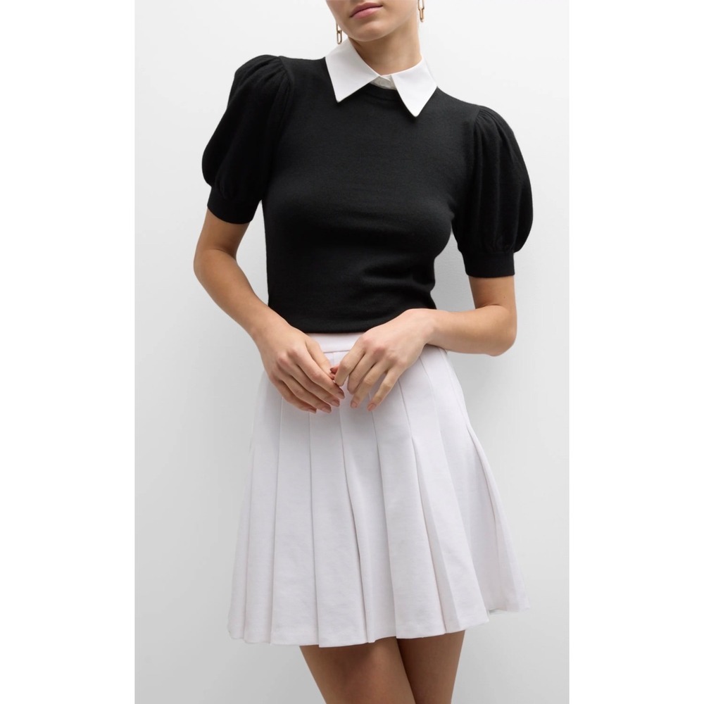 Alice + Olivia Chase Puff-Sleeve Sweater With Detachable Collar Size XS